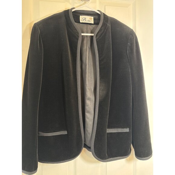 Vintage Butte Womens Black Velvet Open-Front Blazer Modern Size Large - Picture 2 of 9